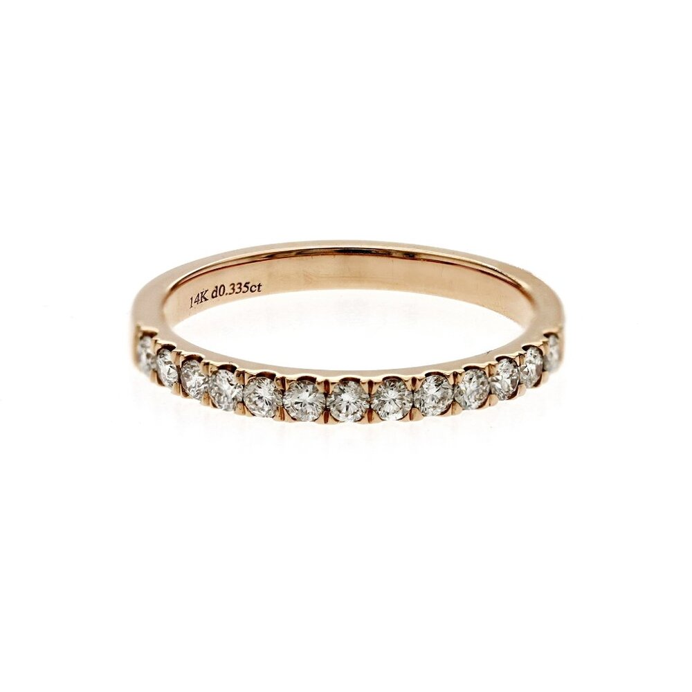 0.33 CT Natural Diamond 14K Rose Gold Wedding Band Ring Size 6
